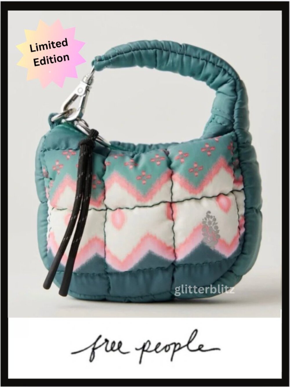 NWT Free People x FP Movement Quilted Printed Micro Pouch